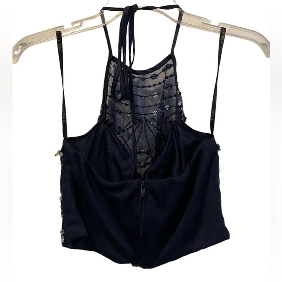 B. Darlin Crystal Navy Blue Bandeau Halter Top. Size 3/4 - Picture 4 of 7